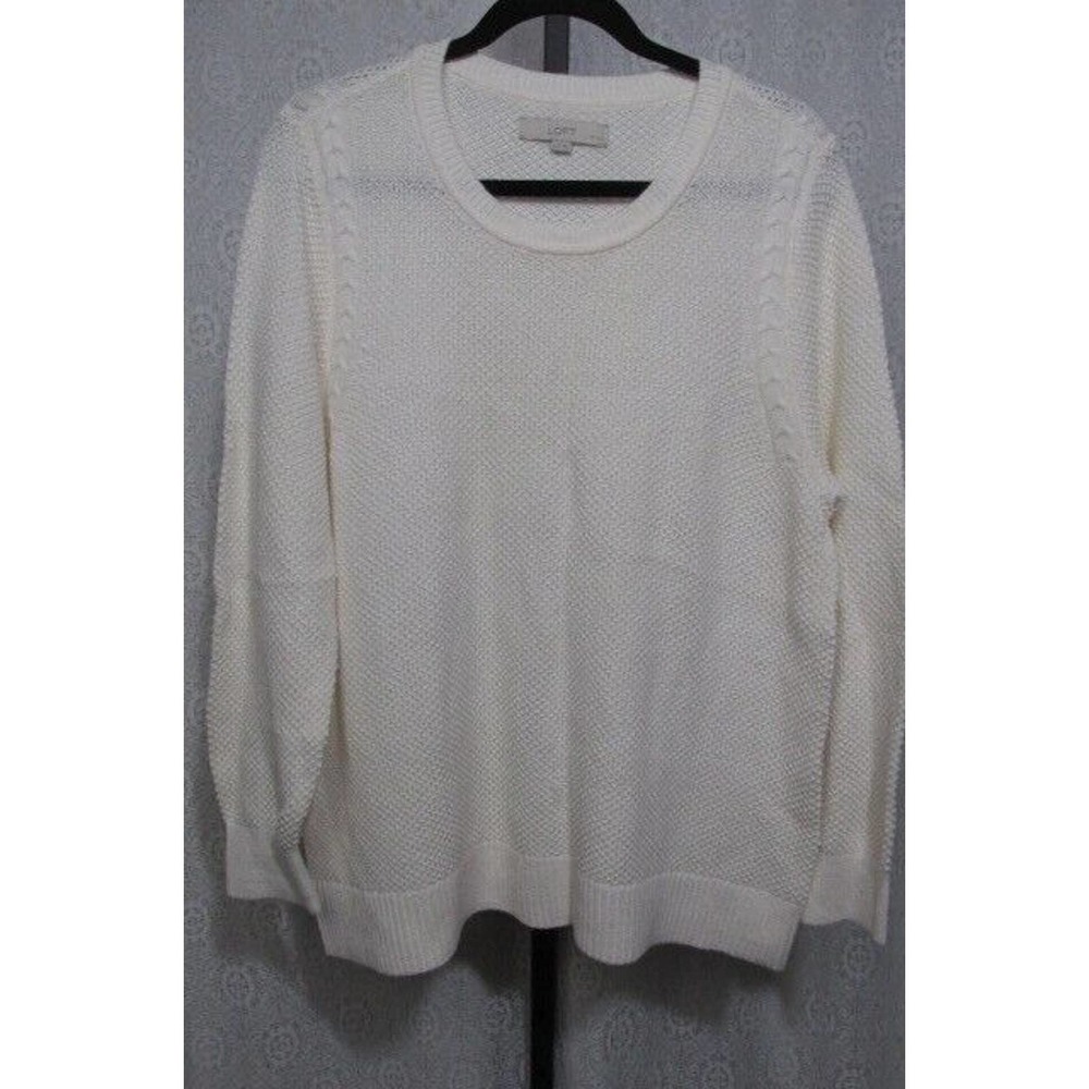 LOFT Petites Cotton Wool Blend Cream Knit Sweater, Size XXLP